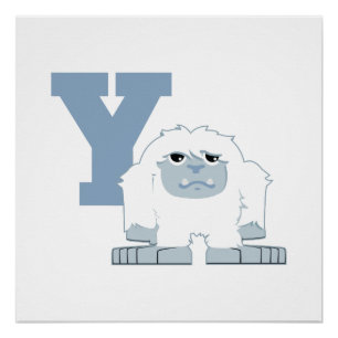 Póster Y es para Yeti Cute Personalizado Yeti Monster
