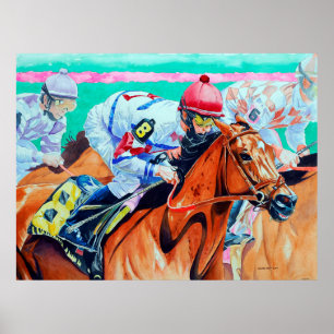 Póster Y están apagados, carrera de caballos
