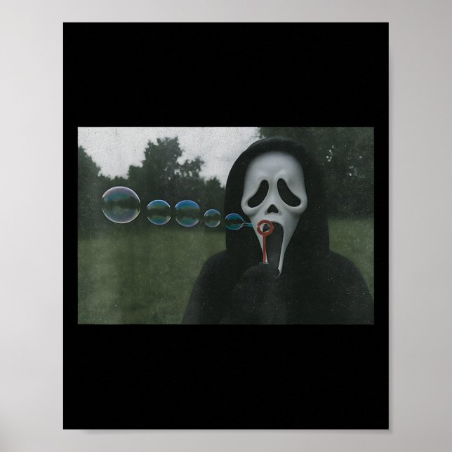 Póster Y Face: Burbujas, divertida. Meme de terror de Hal (Frente)