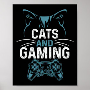 Póster Y Juegos Lindo Gato Amante Jugador Videojuego Lind