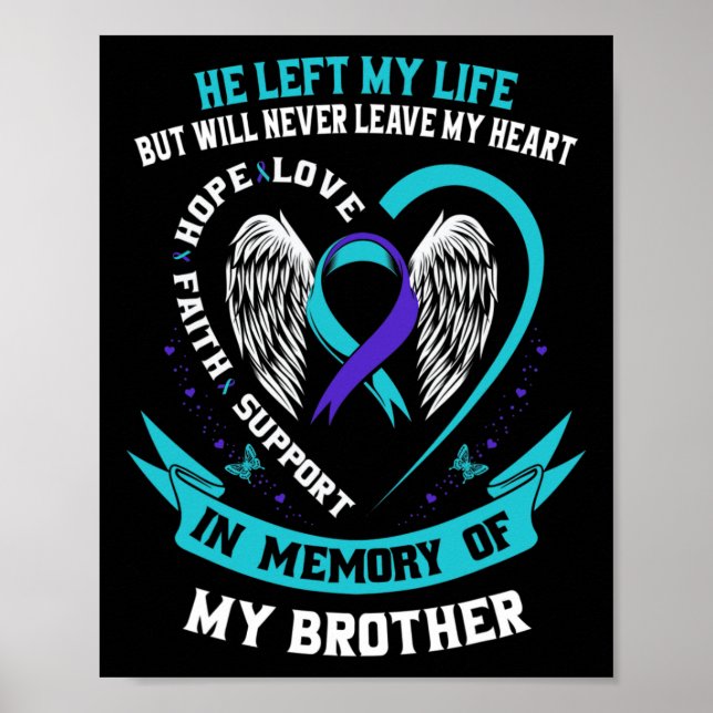 Póster Y Morado En Memoria De Mi Hermano Suicidio Awarene (Frente)