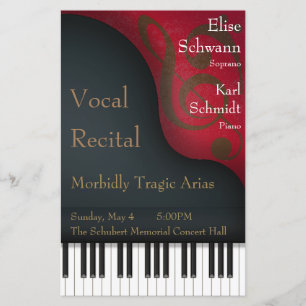 Poster y programa de recitales vocales de piano ne