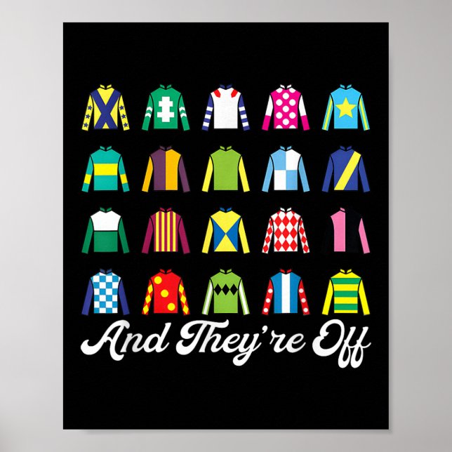 Póster Y Se Van De La Carreras De Caballos Derby Day Funn (Frente)