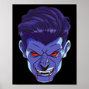 Póster Y Vampiro Halloween Monster Face Scary Fangs Costu