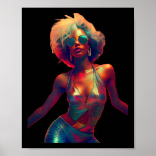 Póster Y Woman Dance In Night Club 70's Disco Retro Ar