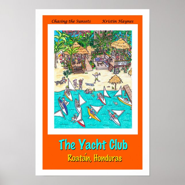 Póster Yacht Club, Roatan, Honduras (Frente)