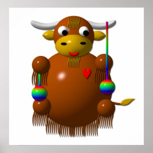 Póster Yak playing with Yo-Yos