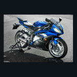 Póster Yamaha R6<br><div class="desc">Poster de la bicicleta azul Yamaha R6.</div>