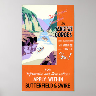 Póster Yangtsze Rangtze desfiló afiche de época de China
