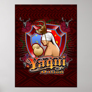 Póster Yaqui Deer Dancer Art print sobre rojo profundo 2