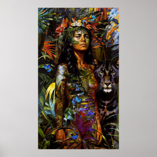 Póster "Yaraquim" Jaguar Blossom - Mujeres En La Amazonía