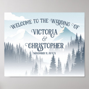 Póster Yard Boda de la Selva Forestal Gray Mountain Fog