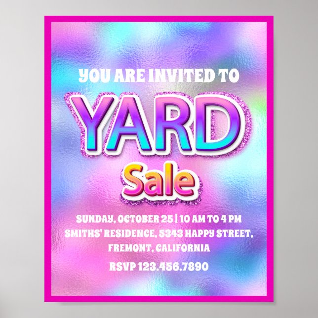 Póster Yard Sale Purpurina Rosa Pastel Holographic Pinky (Frente)
