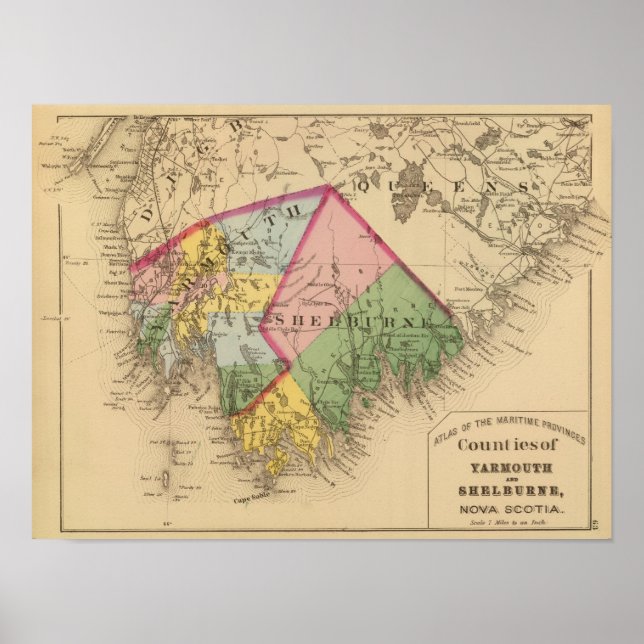Póster Yarmouth, condados de Shelburne, NS (Frente)
