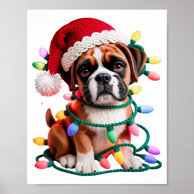 Póster Yarn Boxer Dog Sewing Knitting Crocheting Christma (Frente)