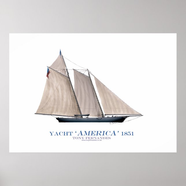 Póster yate americano cup 'america 1851', tony fernandes (Frente)