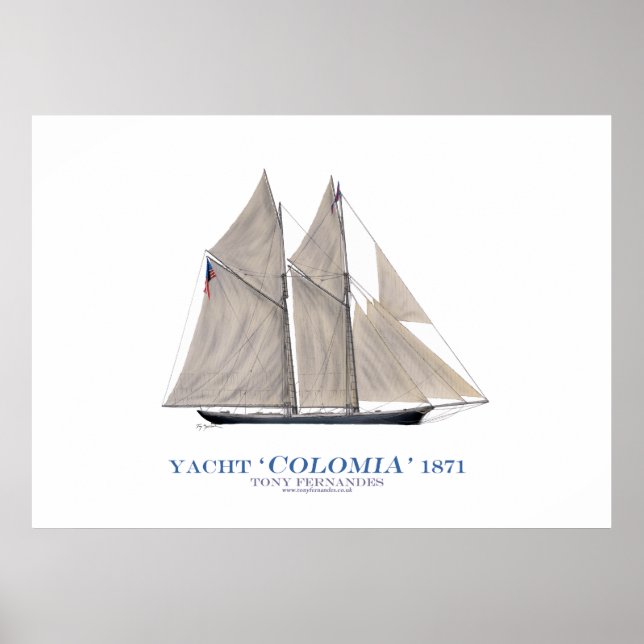 Póster yate americano cup 'colombia' 1871 ,tony fernandes (Frente)
