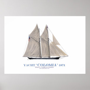 Póster yate "Colombia" 1871, fernandes tony de la taza de