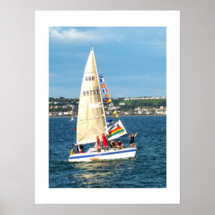 Póster Yate con banderas Jersey