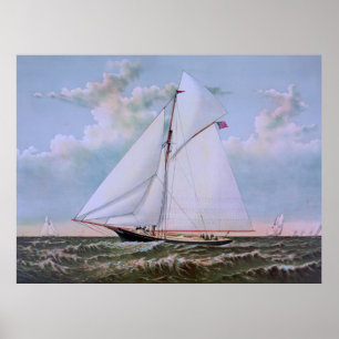 Póster Yate de esquisto de barcos de vela antiguos