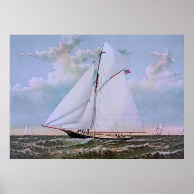 Póster Yate de esquisto de barcos de vela antiguos (Frente)
