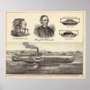 Póster Yate del vapor del hierro acanalado