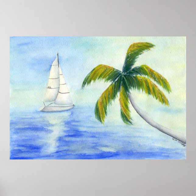 Póster Yate en el mar Palma (Frente)