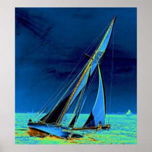 Póster Yate "trébol" en el puerto 1895 de Nueva York