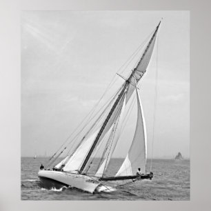 Póster Yate "trébol" en el puerto de Nueva York BW 1895