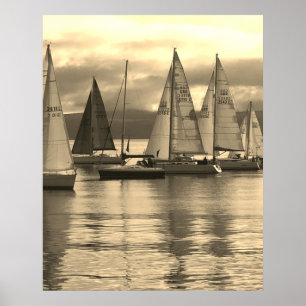 Póster Yates en la bahía de Rothesay, Escocia.