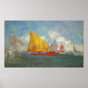 Póster Yates en una bahía