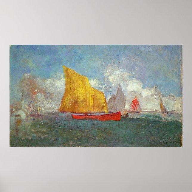 Póster Yates en una bahía (Frente)