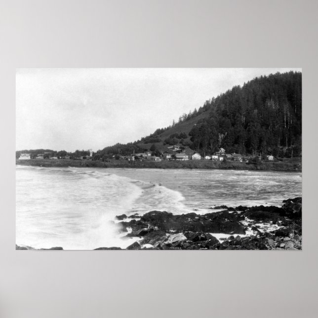 Póster Yates, Oregon Town View y Ocean Photography (Frente)