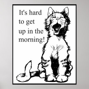 Póster Yawning Cat Poster Gift For Tired People 
