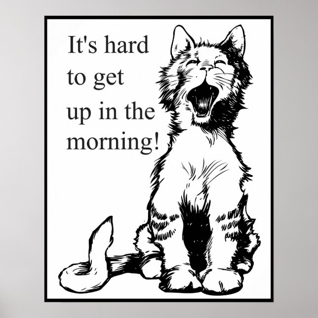 Póster Yawning Cat Poster Gift For Tired People  (Frente)