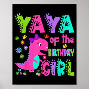 Póster Yaya del saurio rex dinosaurio de la cumpleañera