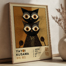 Póster Yayoi Kusama Black Cats Japanese Exhibition