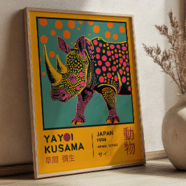 Póster Yayoi Kusama Retro Rhino Illustration Exhibition
