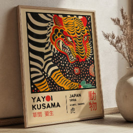 Póster Yayoi Kusama Tiger Illustration Retro Exhibition