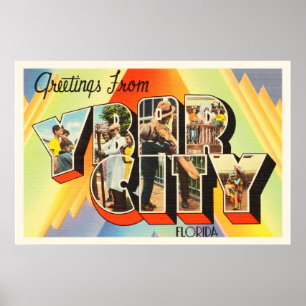 Póster Ybor City Florida FL Antiguo recuerdo de viaje de 