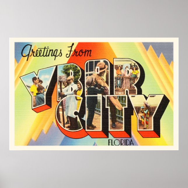Póster Ybor City Florida FL Antiguo recuerdo de viaje de  (Frente)