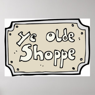 Póster Ye Old Shoppe Rótulo