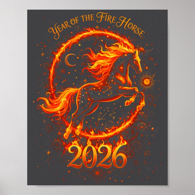 Póster Year Of The Fire Horse 2026 Chinese New Year  (Frente)