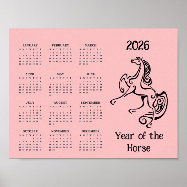 Póster Year of the Horse 2026 Calendar Poster (Frente)