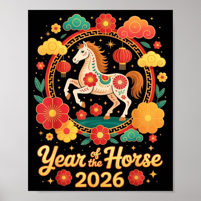 Póster Year Of The Horse 2026 Chinese New Year Men Women  (Frente)