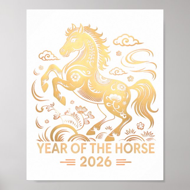Póster Year Of The Horse 2026 Chinese Zodiac Culture  (Frente)