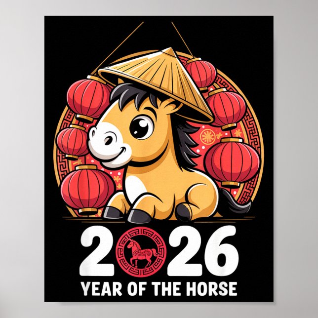 Póster Year Of The Horse 2026 Lunar New Year Chinese  (Frente)
