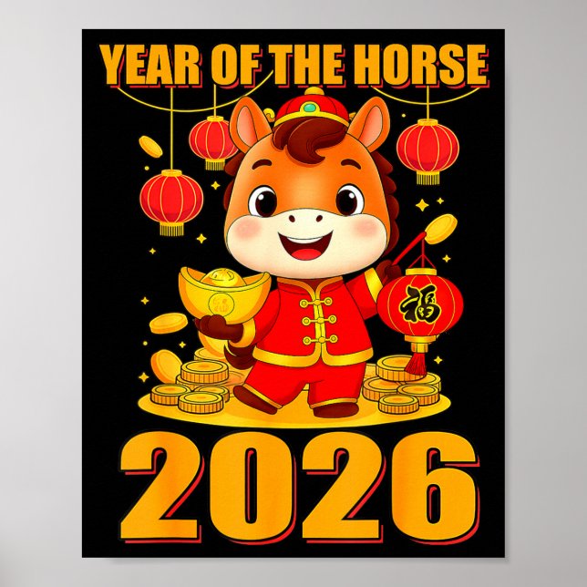 Póster Year Of The Horse 2026 Lunar New Year Chinese  (Frente)