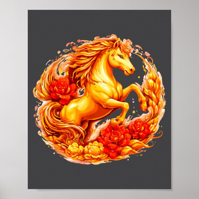 Póster Year Of The Horse Chinese Lunar Zodiac Astrology A (Frente)