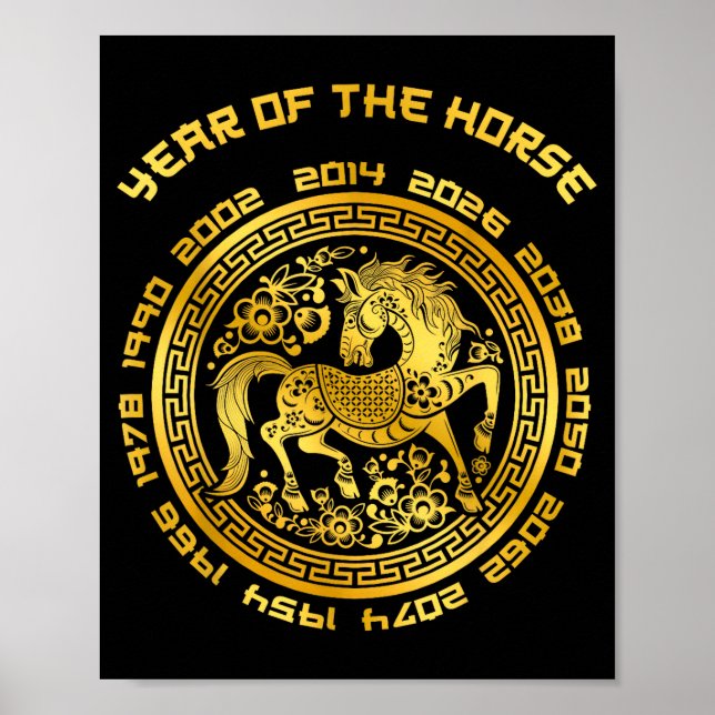Póster Year Of The Horse Chinese Zodiac Chinese New Year  (Frente)